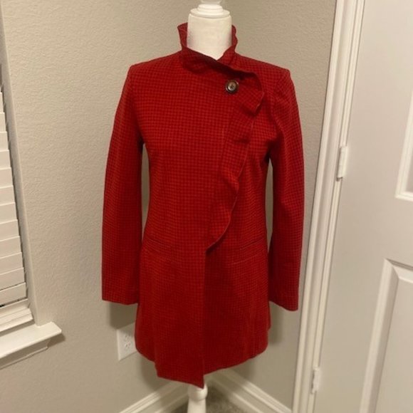 CAbi Red Houndstooth Celebration Jacket Coat - Picture 2 of 16